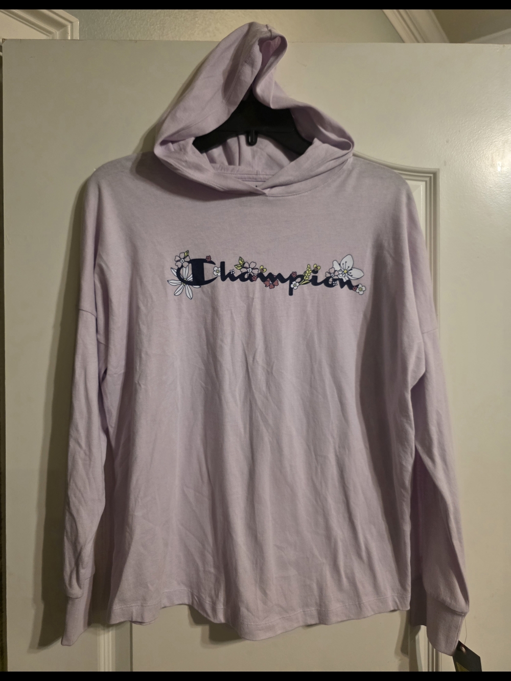 Champion Lavender Floral Script Hoodie